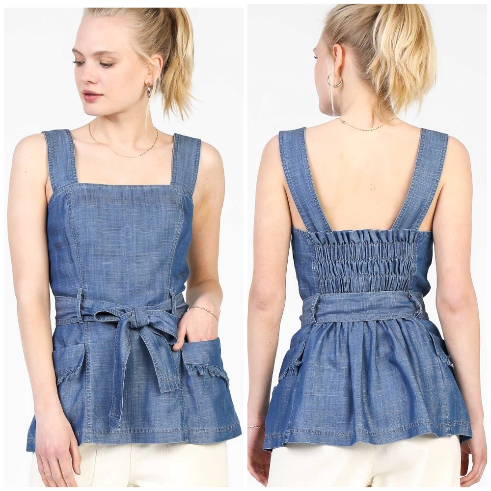 CURRENT AIR Anthropologie Chambray Top - Picture 3 of 5